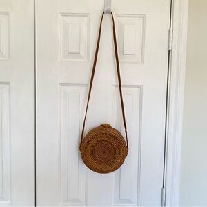 Brown Woven Round Purse